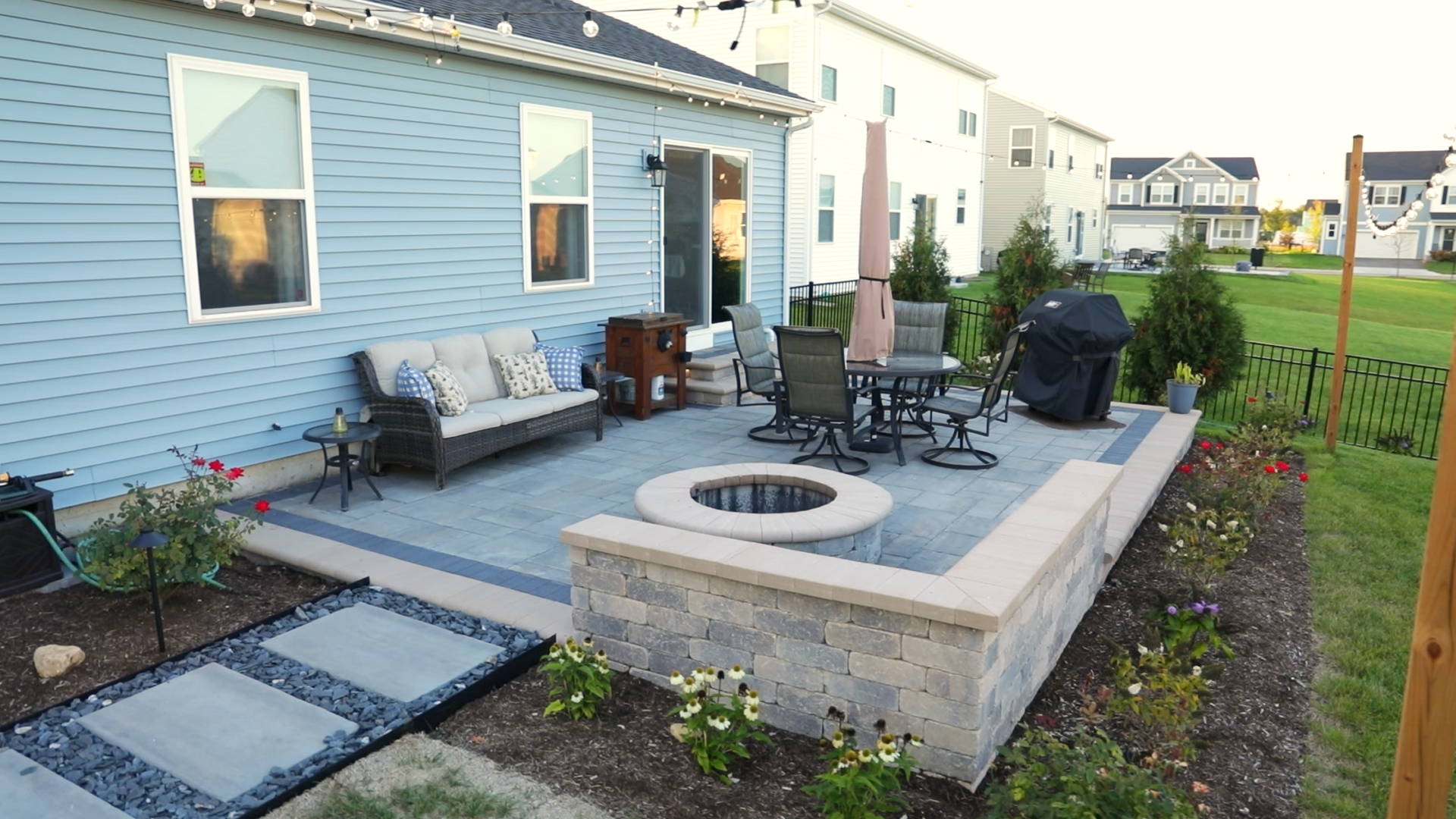 Elegant home with custom paver entry